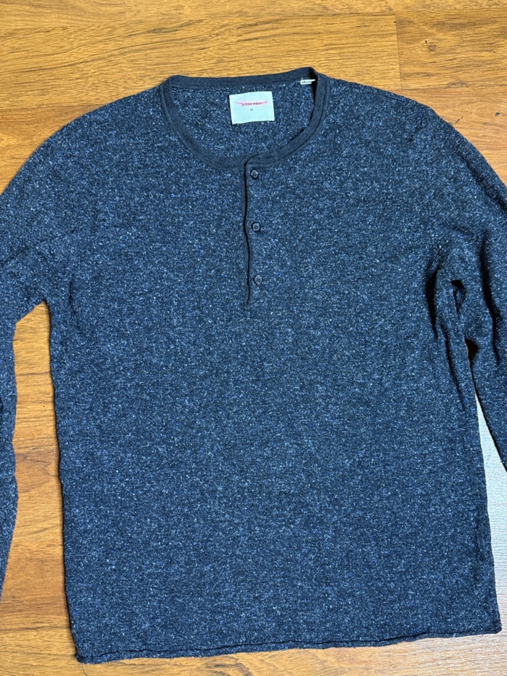 Billy Reid Navy Heather Long-Sleeve Henley
